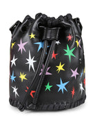 Borsa a secchiello con stampa per bambina Stella McCartney Kids nera con tracolla regolabile - Rubino Kids