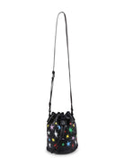 Borsa a secchiello con stampa per bambina Stella McCartney Kids nera con tracolla regolabile - Rubino Kids