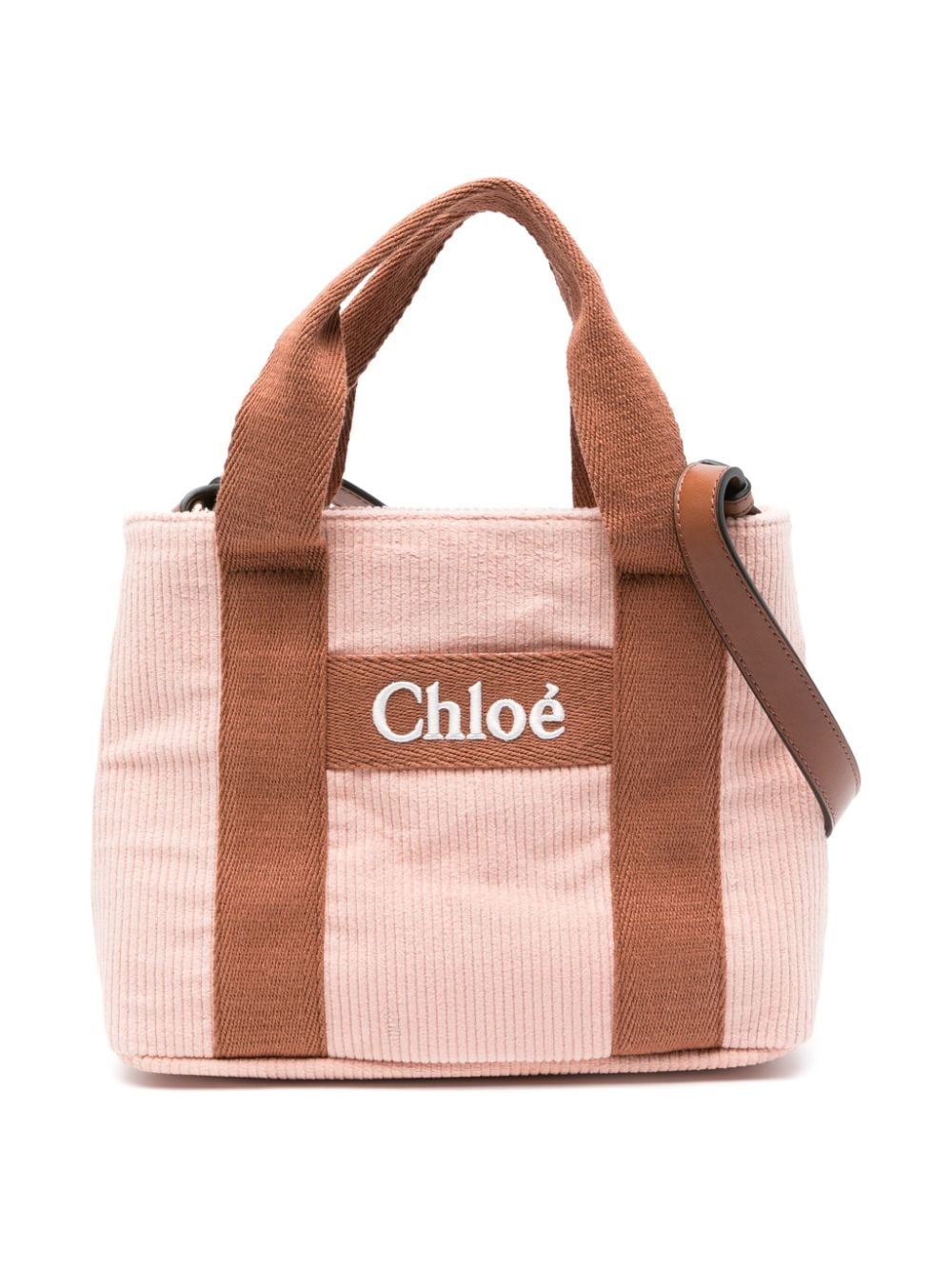 Borsa a spalla con ricamo per bambina Chloé Kids rosa con due manici - Rubino Kids