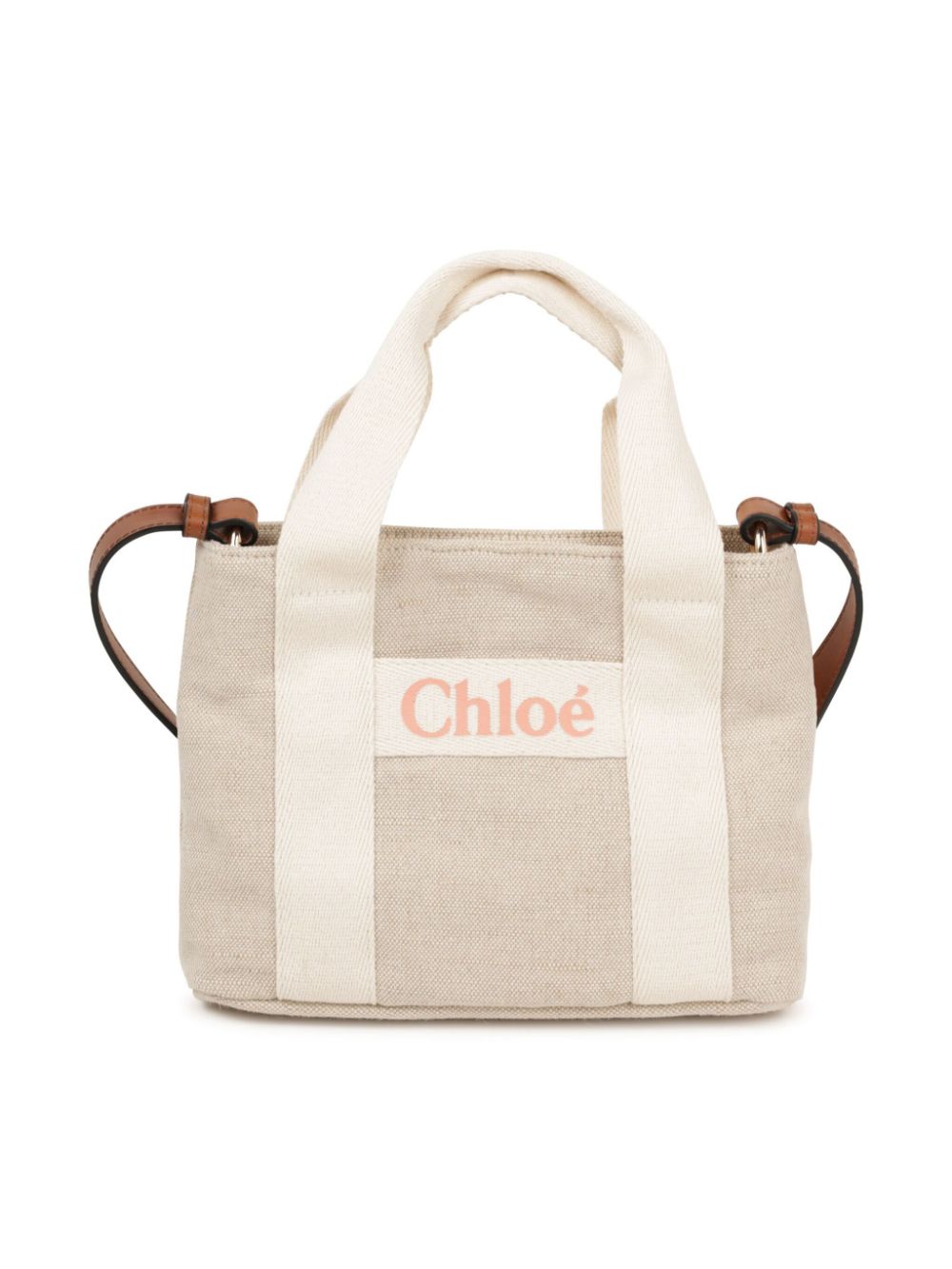 Borsa a spalla per bambina Chloé Kids beige con ricamo logo frontale - Rubino Kids