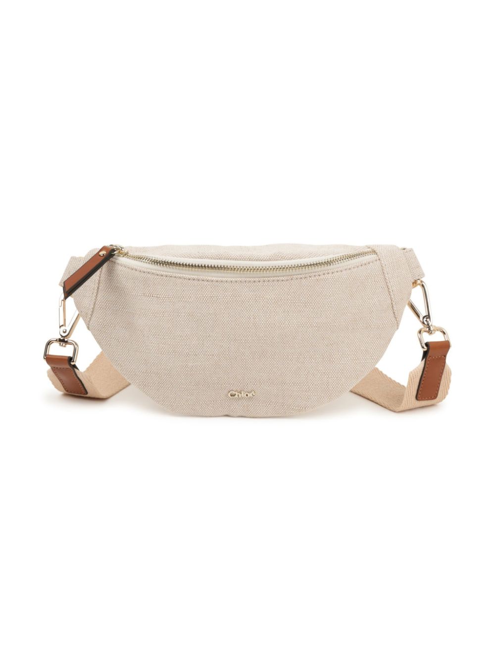 Borsa a spalla per bambina Chloé Kids beige con tracolla con logo - Rubino Kids