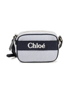 Borsa a spalla per bambina Chloé Kids blu a righe con ricamo logo frontale - Rubino Kids