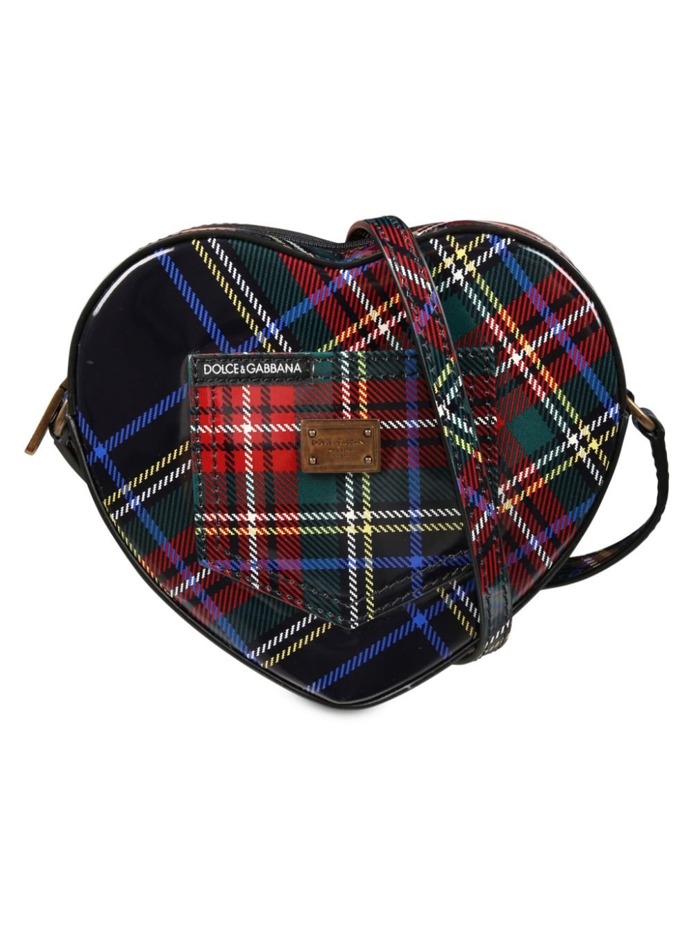 Borsa a spalla per bambina Dolce & Gabbana Kids con motivo a quadri tartan - Rubino Kids