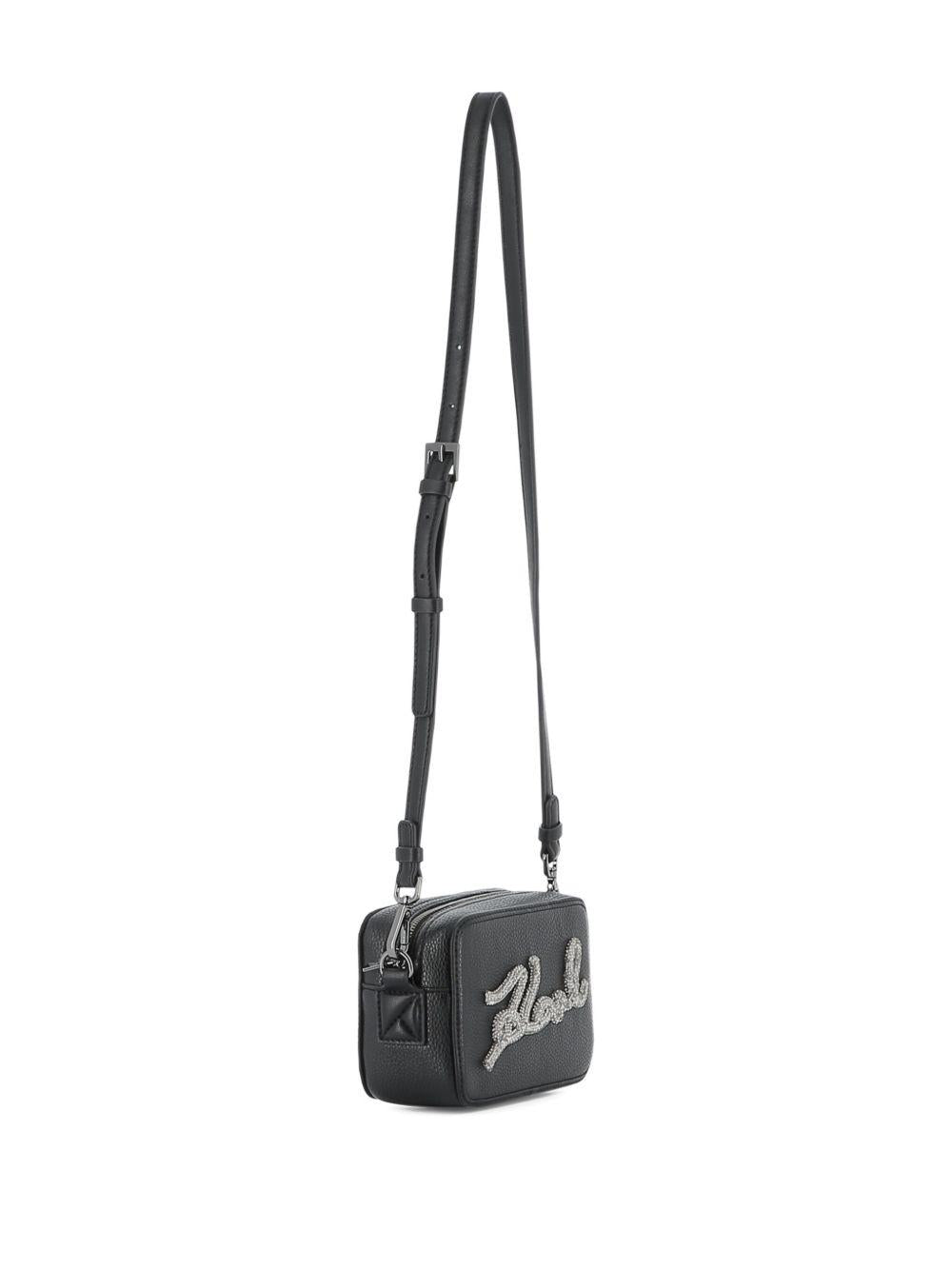 Borsa a spalla per bambina Karl Lagerfeld Kids nera con strass - Rubino Kids
