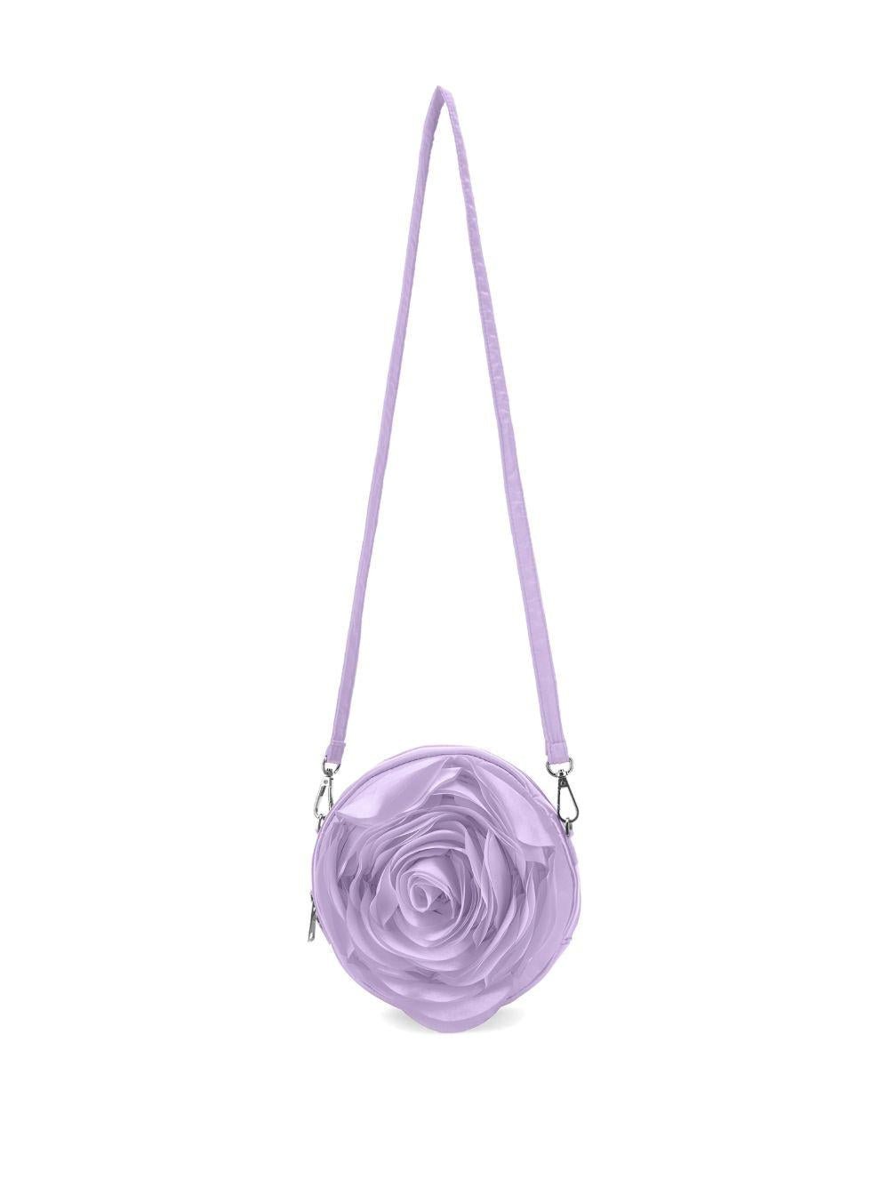 Borsa a spalla per bambina Monnalisa viola con design a forma di rosa - Rubino Kids