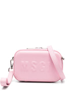 Borsa a tracolla con logo in rilievo per bambina MSGM Kids rosa con chiusura superiore con cerniera - Rubino Kids