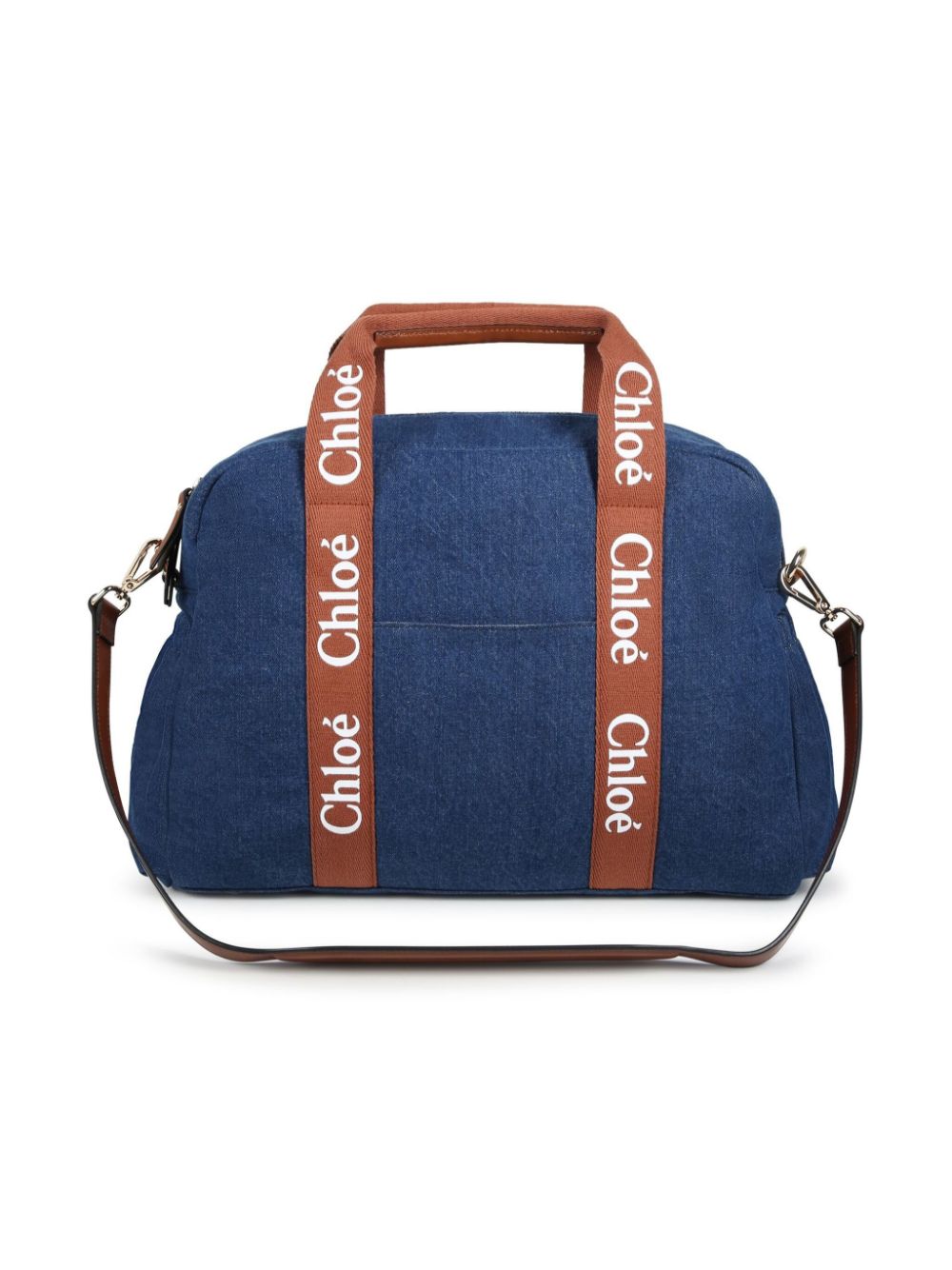 Borsa fasciatoio con logo per neonato Chloé Kids blu con due manici con stampa logo - Rubino Kids