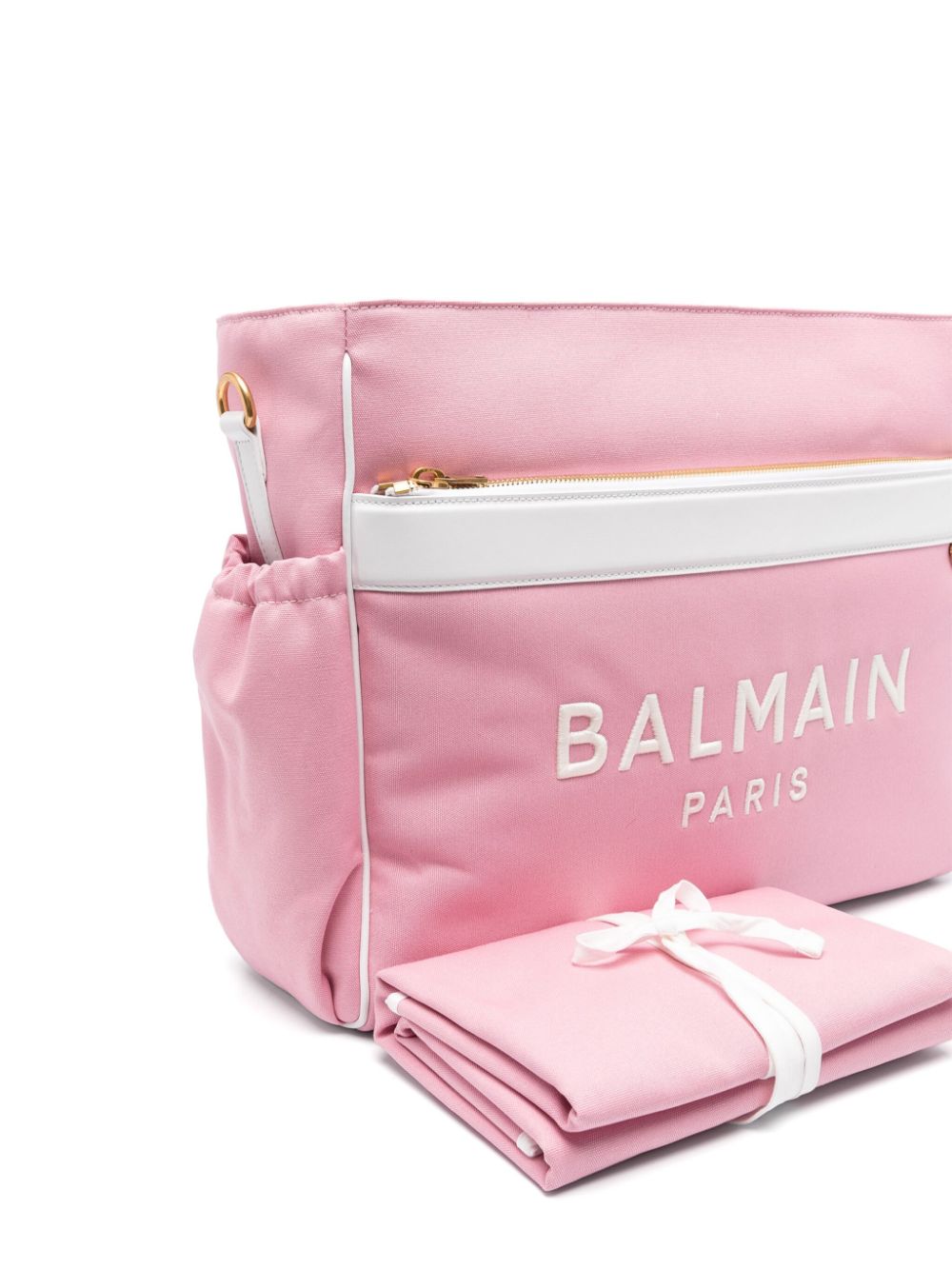 Borsa fasciatoio con ricamo per neonata Balmain Kids rosa con scomparto unico - Rubino Kids