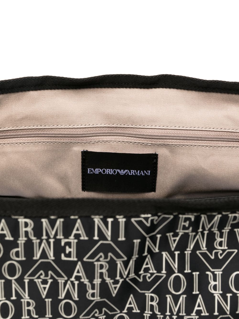 Borsa fasciatoio con stampa per neonato Emporio Armani Kids nero con tracolla regolabile - Rubino Kids