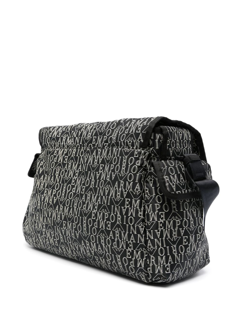 Borsa fasciatoio con stampa per neonato Emporio Armani Kids nero con tracolla regolabile - Rubino Kids