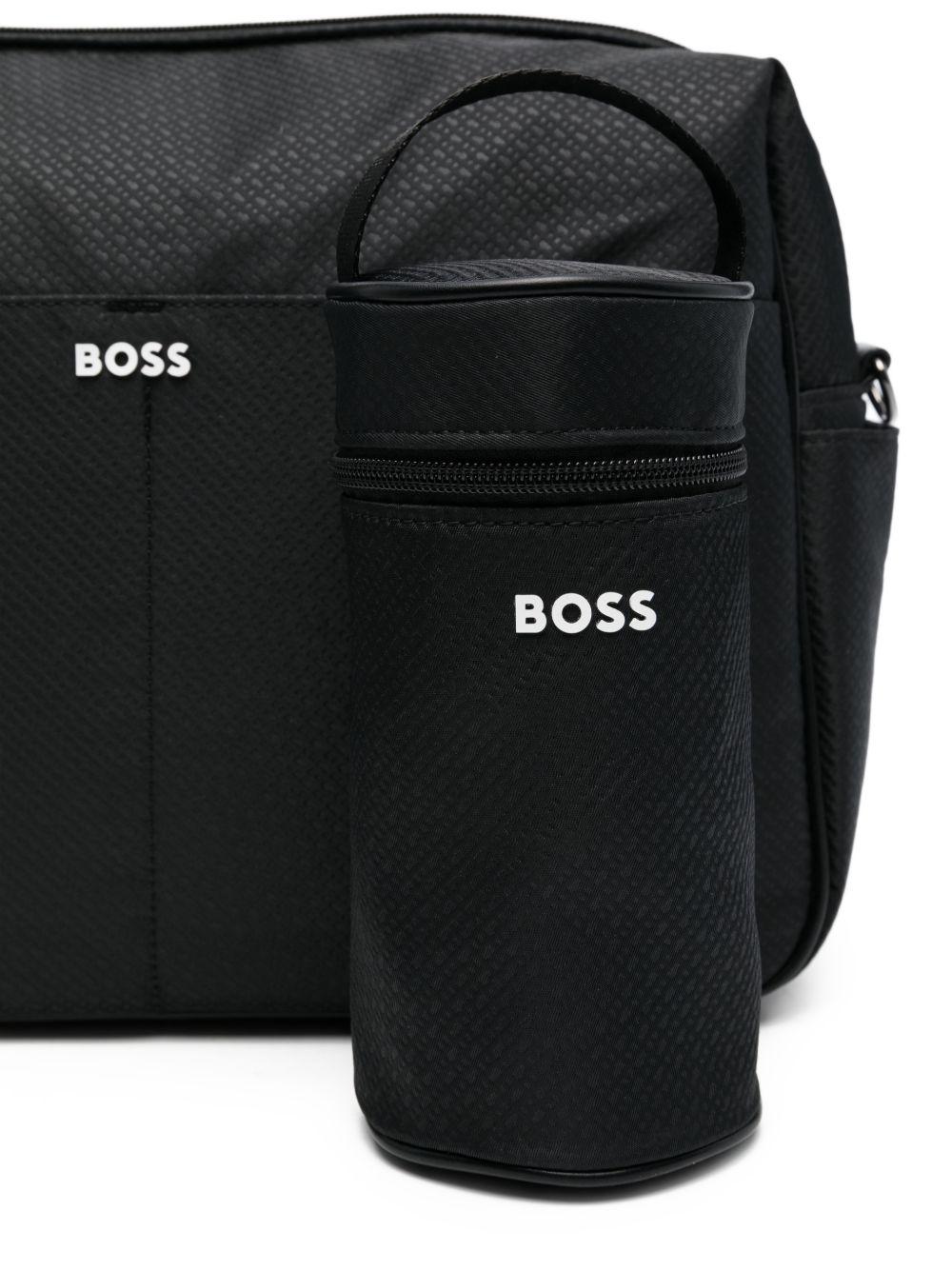 Borsa fasciatoio per neonati Boss Kids nera con logo - Rubino Kids