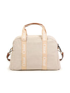 Borsa fasciatoio per neonati Chloé Kids beige con fascia con logo stampato - Rubino Kids