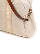 Borsa fasciatoio per neonati Chloé Kids beige con fascia con logo stampato - Rubino Kids