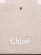 Borsa fasciatoio per neonati Chloé Kids beige con stampa logo - Rubino Kids