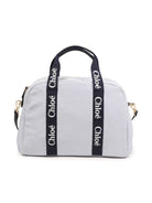 Borsa fasciatoio per neonati Chloé Kids blu a righe con fascia con logo stampato - Rubino Kids