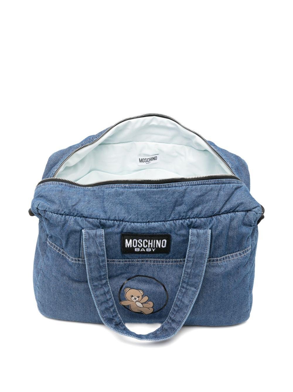 Borsa fasciatoio per neonati Moschino Kids denim con stampa orsetto sul davanti - Rubino Kids