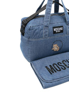 Borsa fasciatoio per neonati Moschino Kids denim con stampa orsetto sul davanti - Rubino Kids