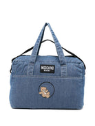Borsa fasciatoio per neonati Moschino Kids denim con stampa orsetto sul davanti - Rubino Kids