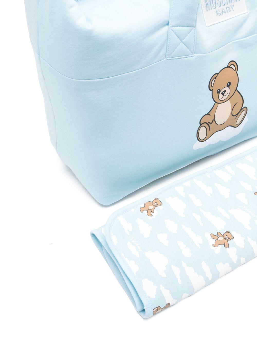 Borsa fasciatoio per neonato Moschino Kids azzura con applicazione orsetto - Rubino Kids