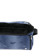 Borsa mamma per neonato Emporio Armani Kids blu con stampa Aquila all - over - Rubino Kids