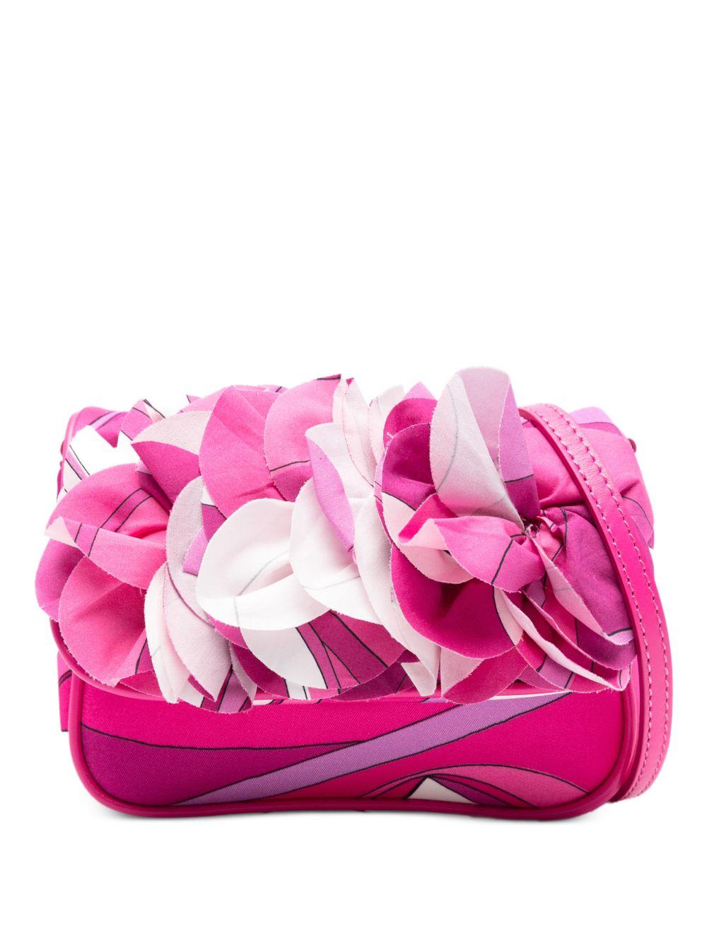 Borsa per bambina Emilio Pucci Junior fucsia con applicazione floreale - Rubino Kids