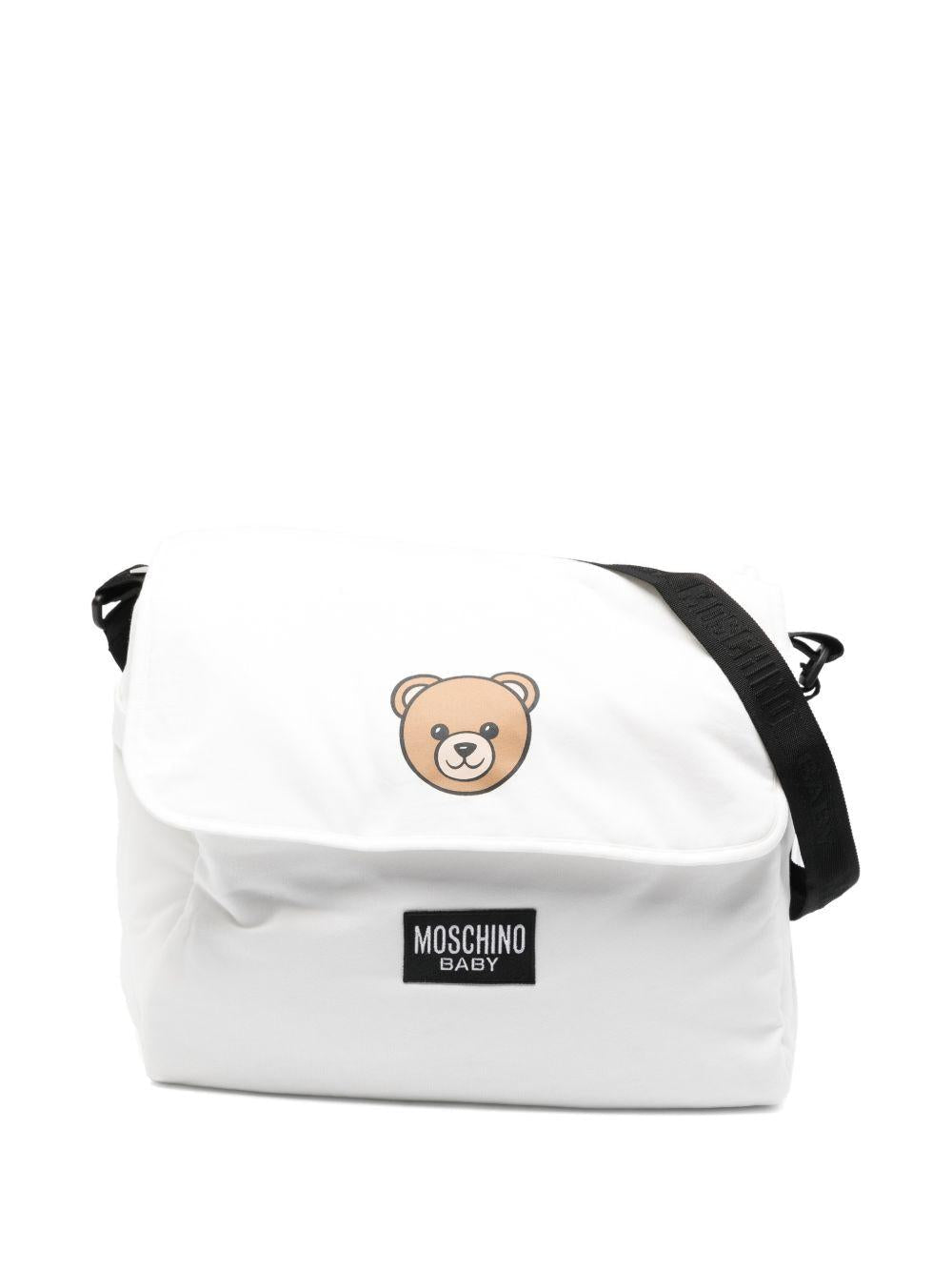 Borsa per neonati Moschino Kids bianca con stampa Teddy Bear - Rubino Kids