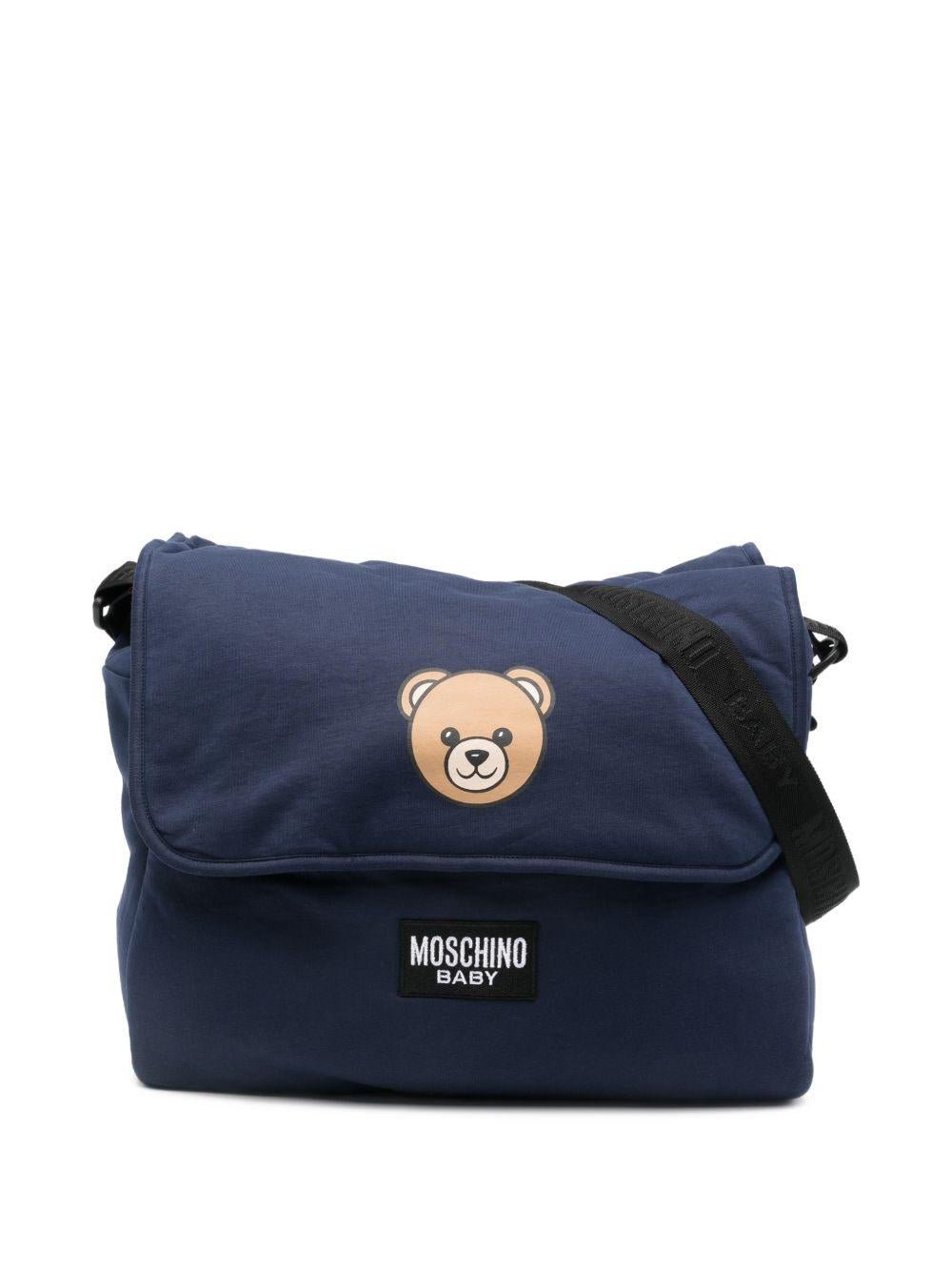 Borsa per neonati Moschino Kids blu con stampa Teddy Bear - Rubino Kids