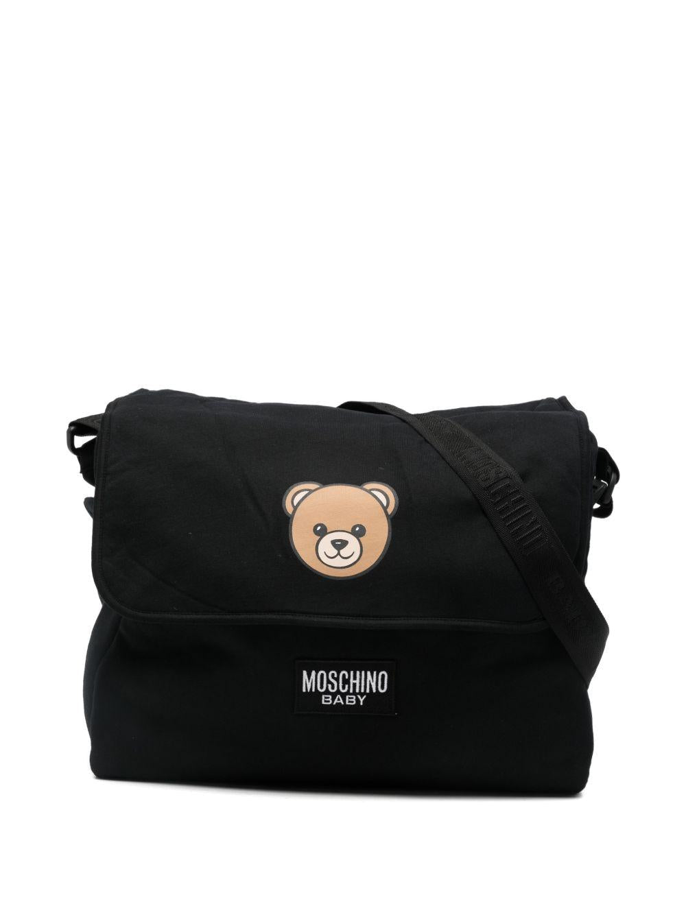 Borsa per neonati Moschino Kids nera con stampa Teddy Bear - Rubino Kids
