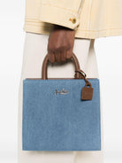 Borsa Shop Bag MC2 Saint Barth denim con logo frontale in metallo - Rubino Kids