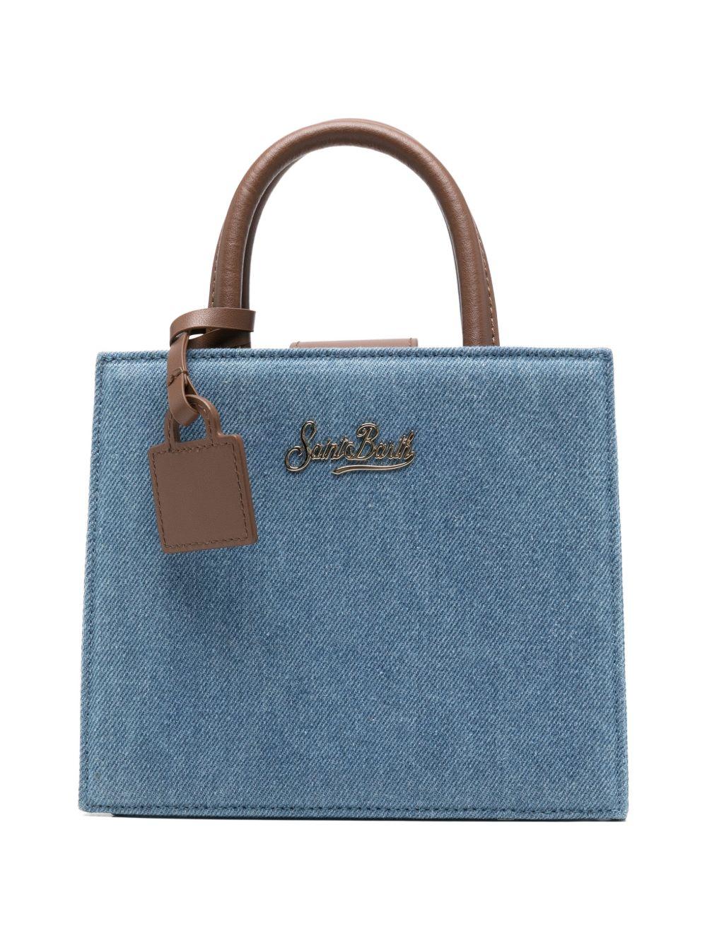 Borsa Shop mini MC2 Saint Barth denim con targhetta logo metallica sul fronte - Rubino Kids