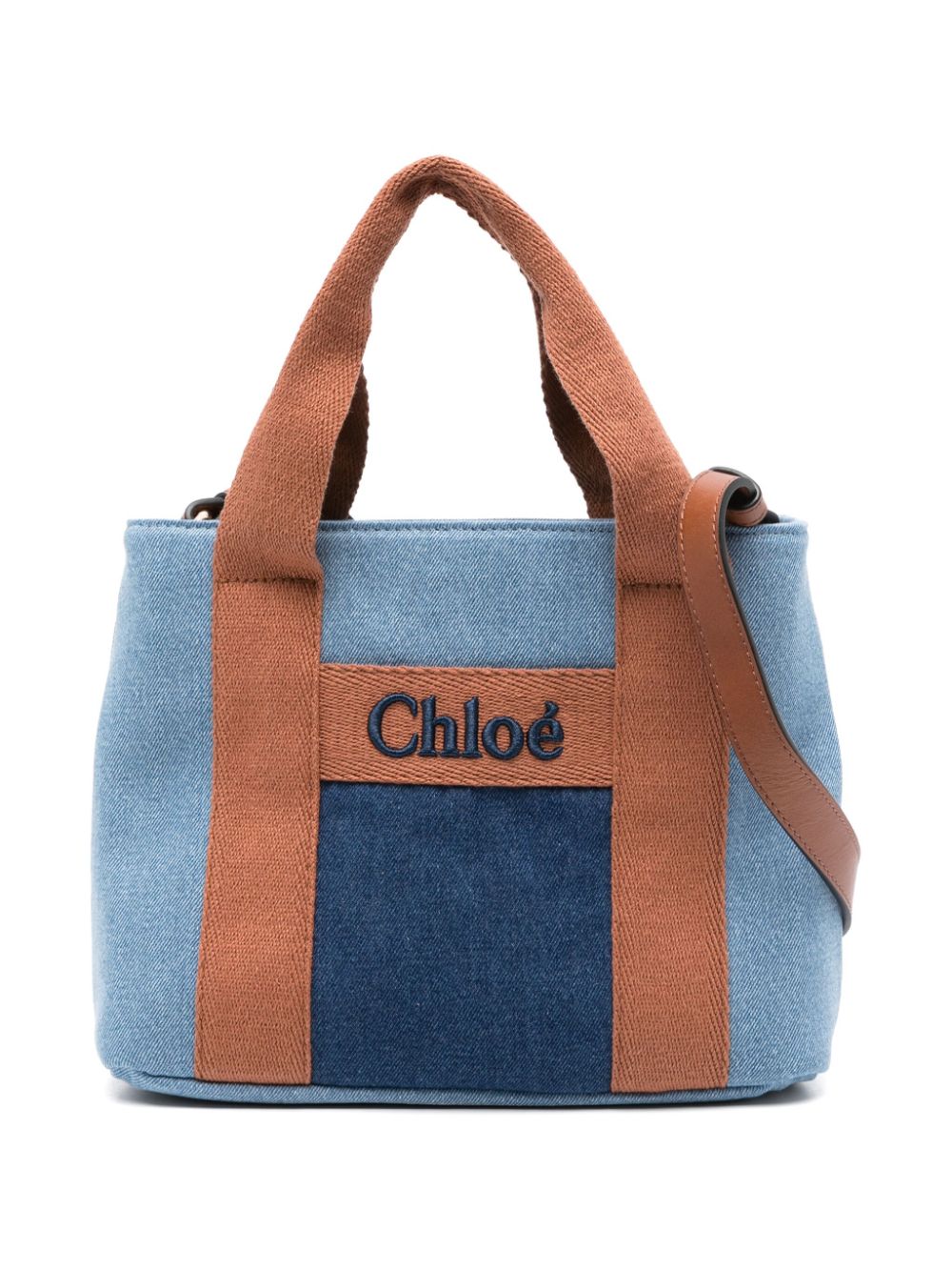 Borsa tote con logo per bambina Chloé Kids blu con scomparto unico - Rubino Kids