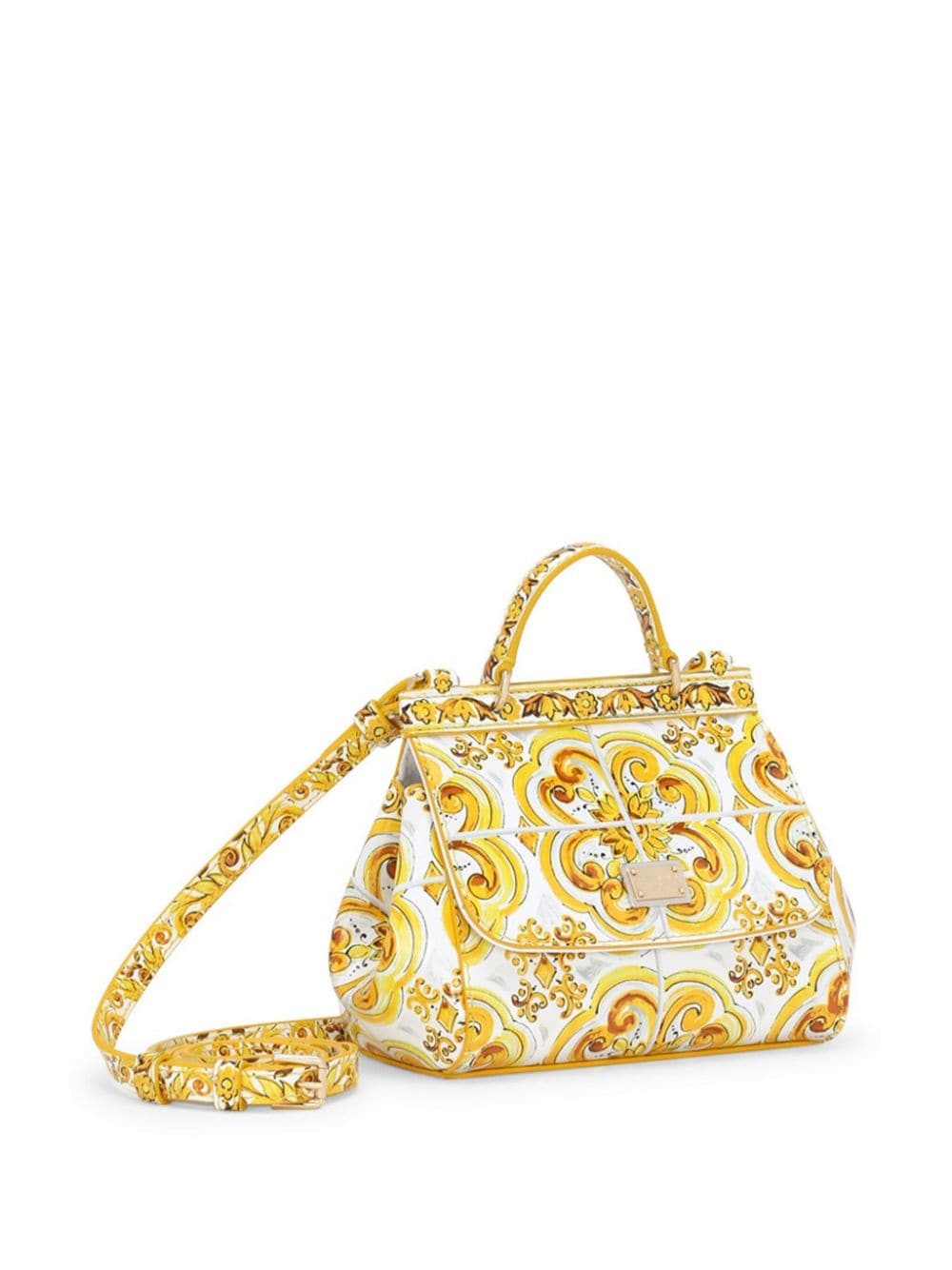 Borsa tote per bambina Dolce & Gabbana Kids con stampa Maioliche Siciliane - Rubino Kids