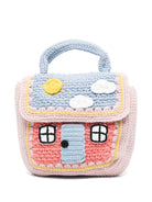 Borsa tote per bambina Stella McCartney Kids rosa con motivo casa - Rubino Kids