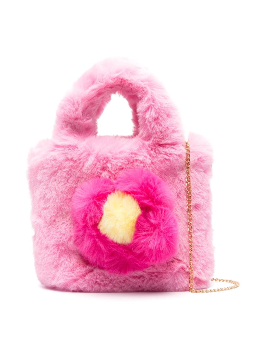 Borsetta tote in finta pelliccia per bimba Monnalisa rosa con due manici<BR/> - Rubino Kids