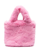 Borsetta tote in finta pelliccia per bimba Monnalisa rosa con due manici<BR/> - Rubino Kids