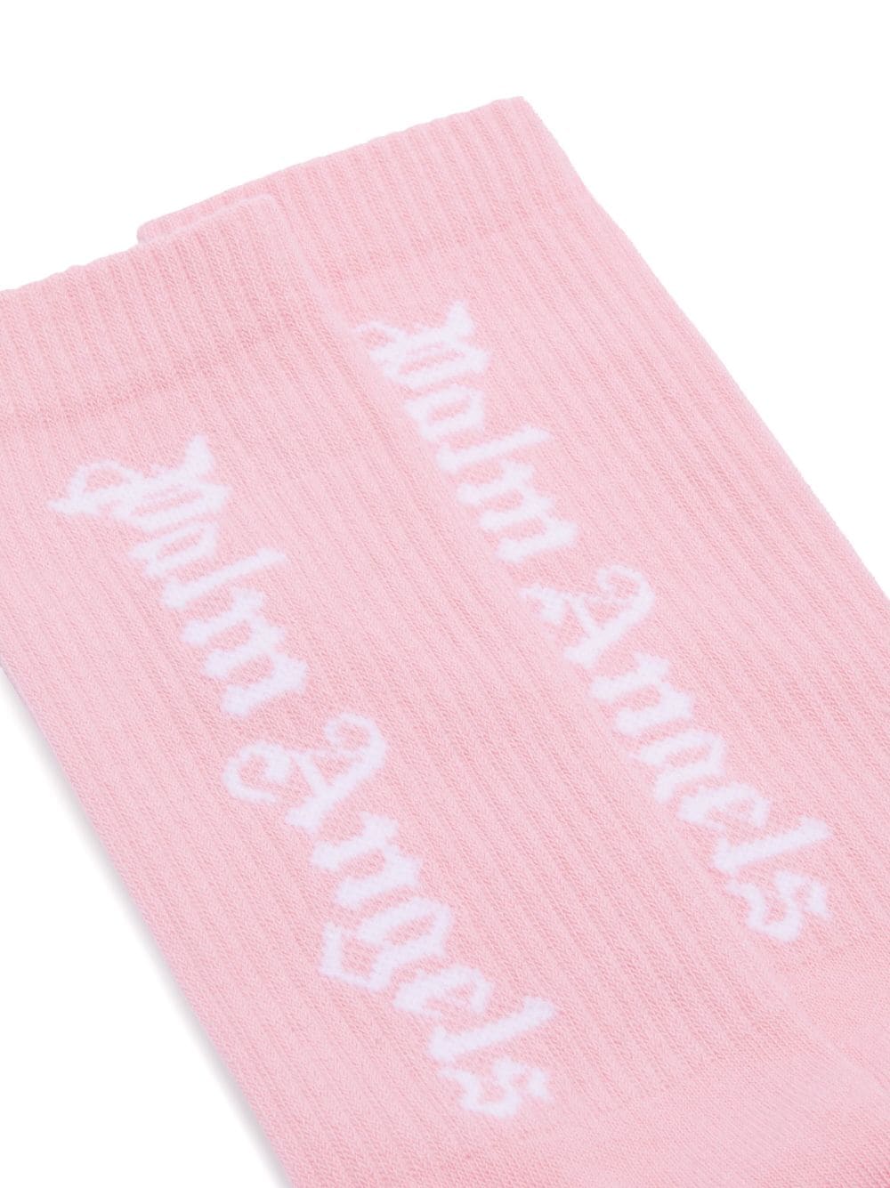 Calzini con logo jacquard per bambina Palm Angels Kids rosa con orli a coste - Rubino Kids