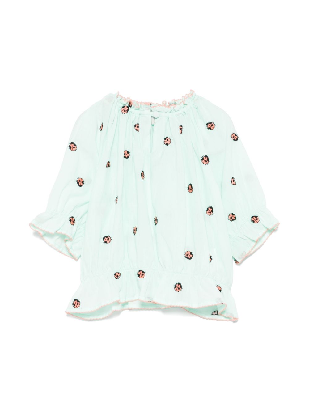 Camicetta con ricamo coccinella per bambina Stella McCartney Kids verde con fascia elastica - Rubino Kids