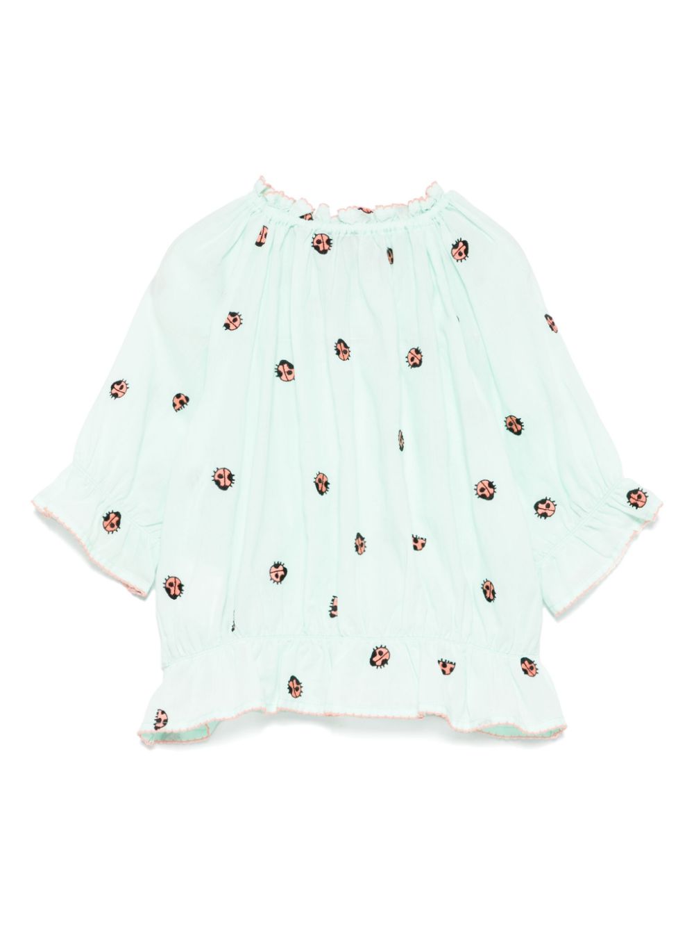 Camicetta con ricamo coccinella per bambina Stella McCartney Kids verde con fascia elastica - Rubino Kids