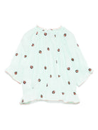 Camicetta con ricamo coccinella per bambina Stella McCartney Kids verde con fascia elastica - Rubino Kids