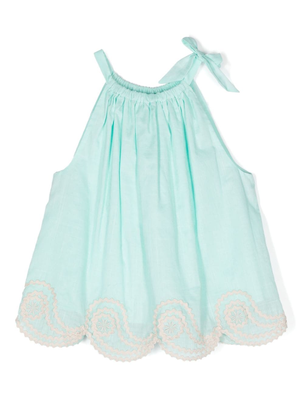 Camicetta in cotone per bambina ZIMMERMANN Kids azzurro con scollo all'americana e plissettatura - Rubino Kids