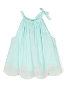 Camicetta in cotone per bambina ZIMMERMANN Kids azzurro con scollo all'americana e plissettatura - Rubino Kids