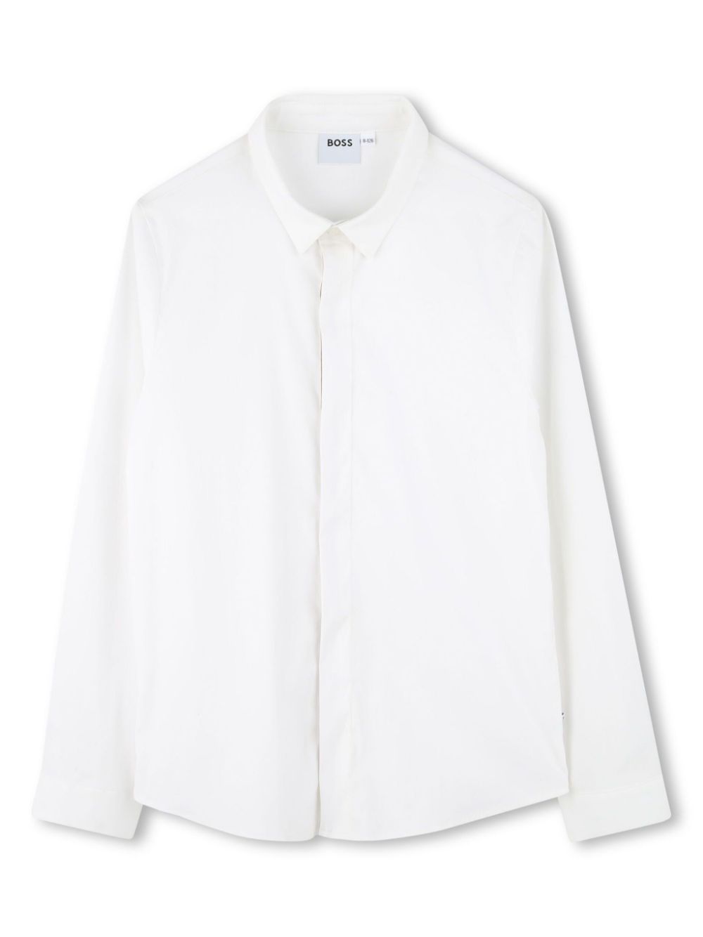 Camicia a maniche lunghe per bambino BOSS Kidswear bianco con orlo curvo - Rubino Kids