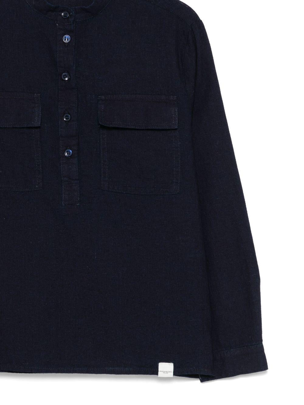 Camicia a maniche lunghe per bambino Paolo Pecora Kids blu con orlo dritto - Rubino Kids