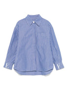 Camicia a righe per bambina Elisabetta Franchi La Mia Bambina blu con orlo curvo - Rubino Kids