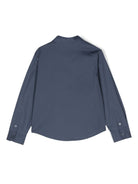 Camicia con applicazione per bambino Emporio Armani Kids blu con trama intrecciata - Rubino Kids