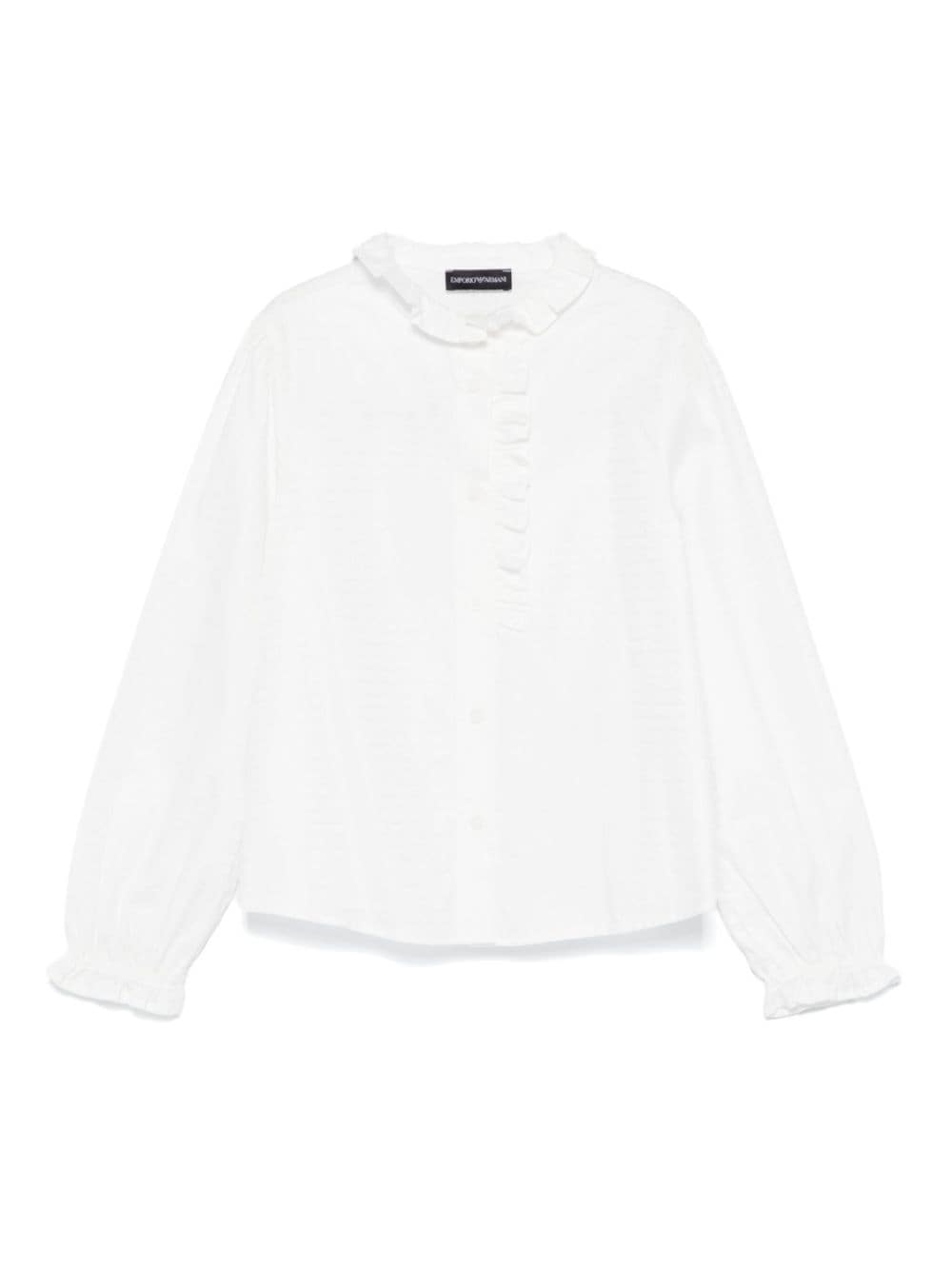 Camicia con monogramma per bambina Emporio Armani Kids bianco con trama popeline - Rubino Kids