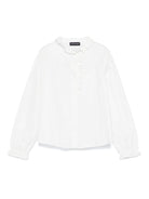 Camicia con monogramma per bambina Emporio Armani Kids bianco con trama popeline - Rubino Kids