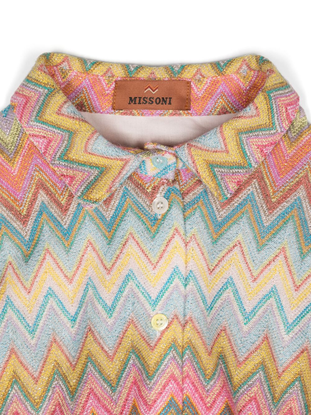 Camicia con motivo chevron per bambina Missoni Kids multicolor con collo alla francese - Rubino Kids