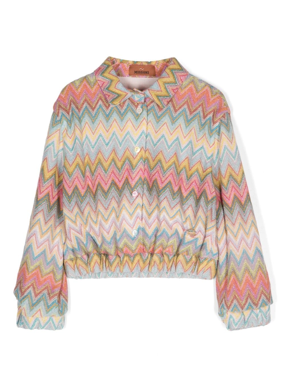 Camicia con motivo chevron per bambina Missoni Kids multicolor con collo alla francese - Rubino Kids