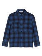 Camicia con motivo tartan per bambino MSGM Kids blu con colletto alla francese - Rubino Kids